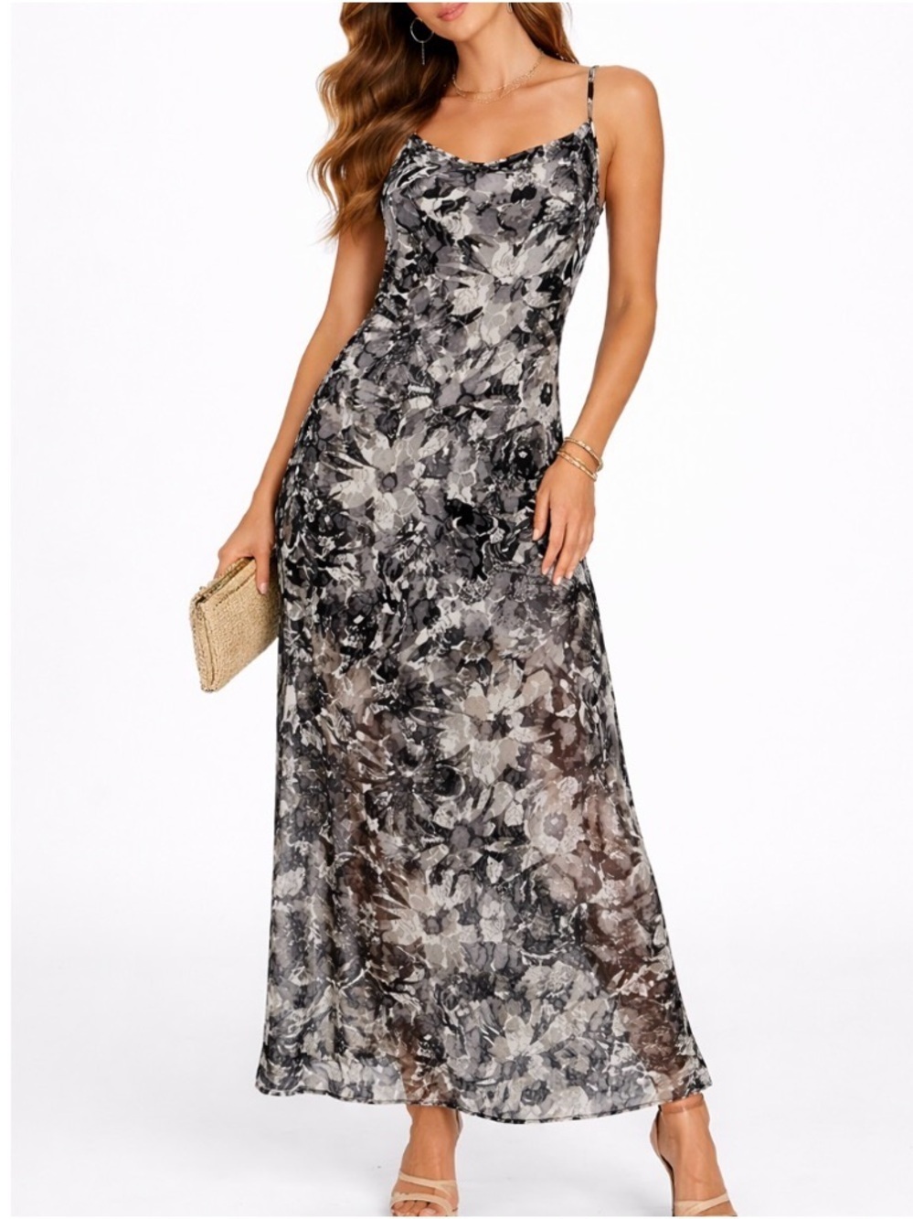Fire Los Angeles maxi form fitting bodycon lace overlay black and white SZ SM